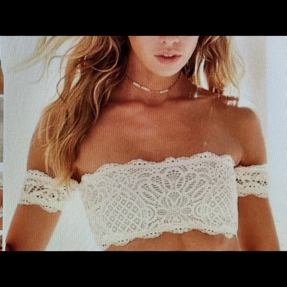 Rio Cropped Top Ivory with Orange lace main image 1